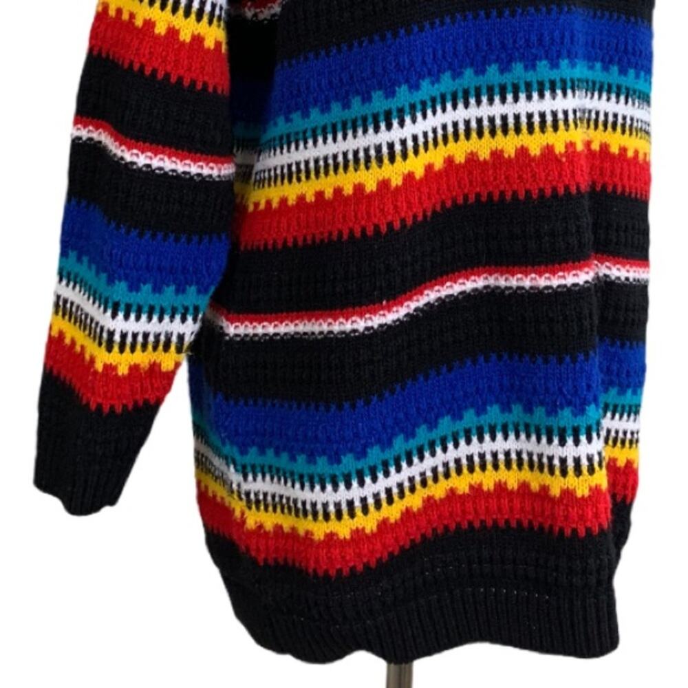 Vintage Cuddle Knit Women's Retro 80's Black Stripe Tunic Sknit Sweater Large - Picture 9 of 12